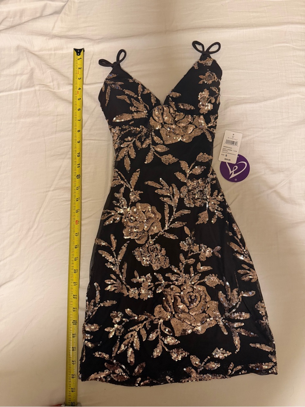 Windsor Romina Floral Sequin Bodycon Mini Dress – Size Small